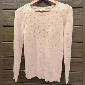Loft Ann Taylor Pink Gold Polka  Dot Pullover - XS like new